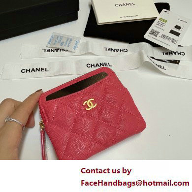 Chanel Grained Calfskin  &  Gold-Tone Metal Zip Coin Purse AP2061 Peach Red 2025